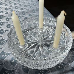Princess House  Flowers & 3 Taper Candle Holder