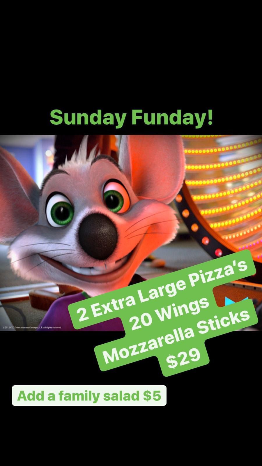 Chuck E Cheese in Vista Ca Sunday Fun Day Deal