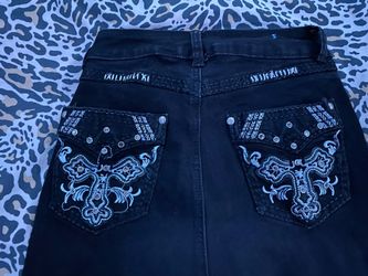 Black Flared Jeans With Crosses