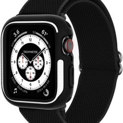 Elastic Braided Sport Bands Compatible for Apple Watch Band 44mm with Protective Bumper Case, Loxoto Stretchy Nylon Solo Loop Replacement Strap Wristb