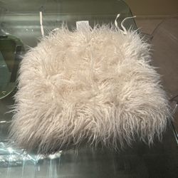 New White Glam Faux Fur Sheepskin Chair Cushion