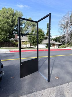 Metal Glass Modern Black Door With Frame