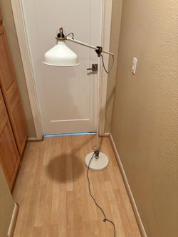White industrial modern standing lamp