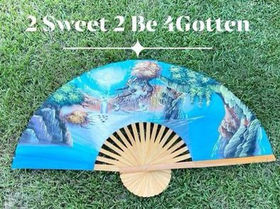 40x24” VINTAGE CHINESE HAND PAINTED CRANE FAN