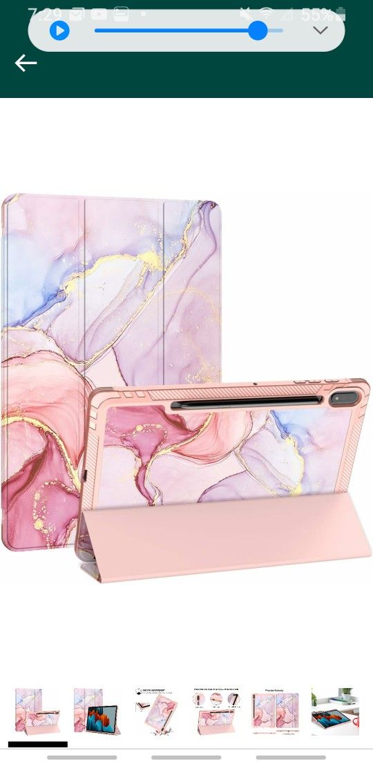 Folio Case for Samsung Galaxy Tab S8/S7 with S Pen Holder,Heavy Duty Trifold Stand PU Lleather Smart Cover with Auto Wake/Sleep Feature for Tab S7 11