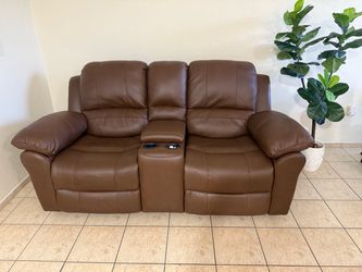 Reclining sofa genuine leather