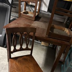 Wooden Table With 3 Chairs