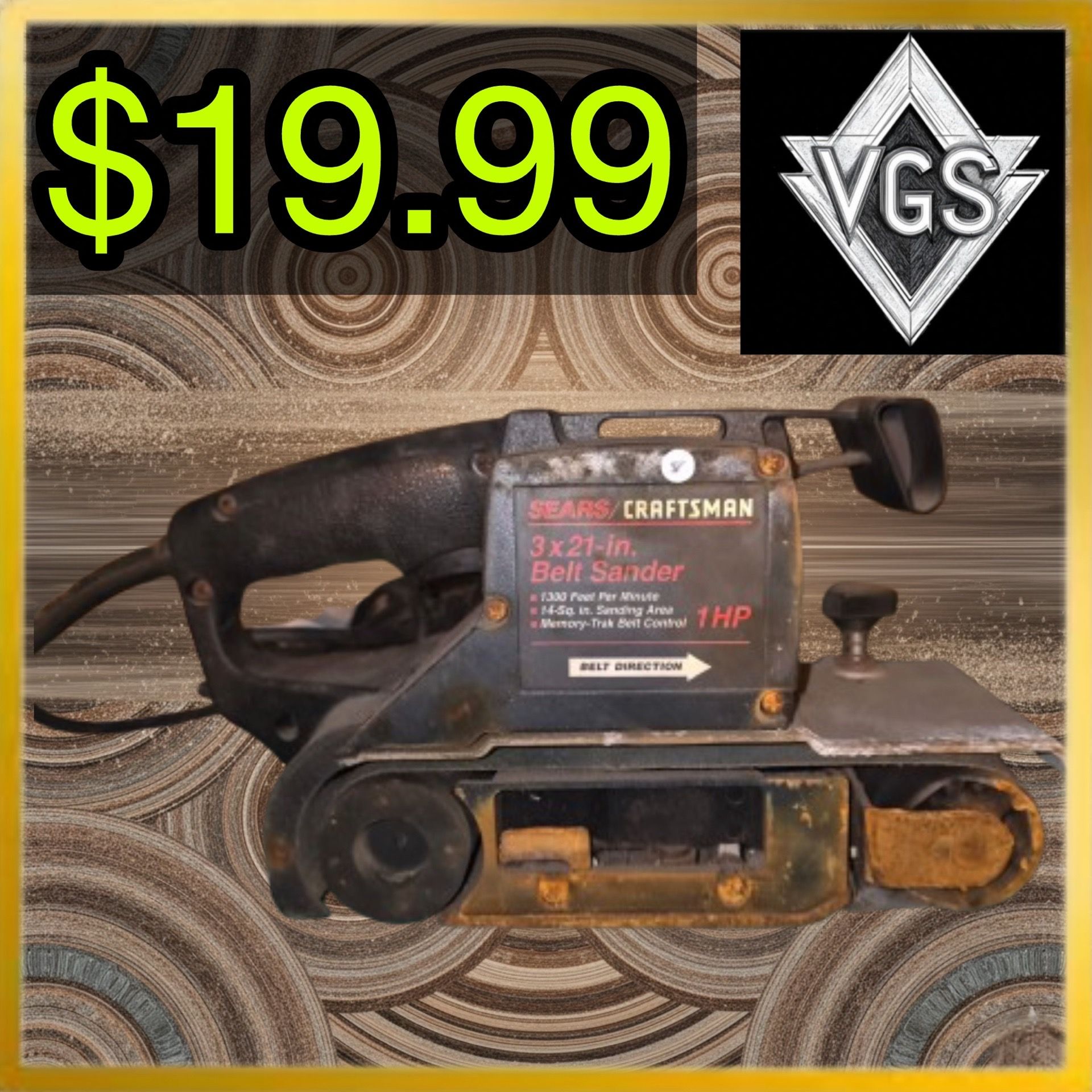 *HEAVY DUTY* Sears Craftsman 3x21 Inch Belt Sander 1HP Vintage Power Tool 1990s