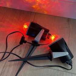 GEMMY Yard Stakes Fire Halloween Christmas Decor String Lights