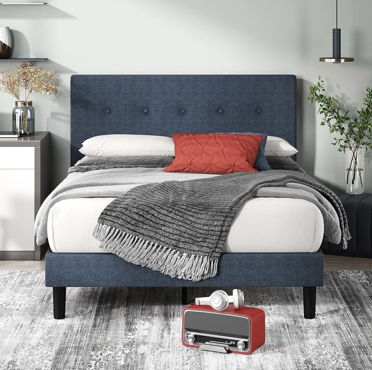 Zinus Upholstered King Size Bedframe