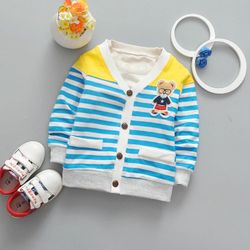 Cute Bear Stripe Blue Sweater