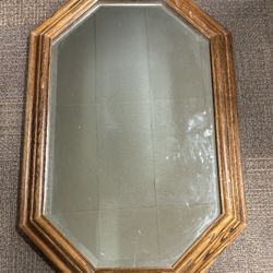 Vintage Octagon Wooden Mirror