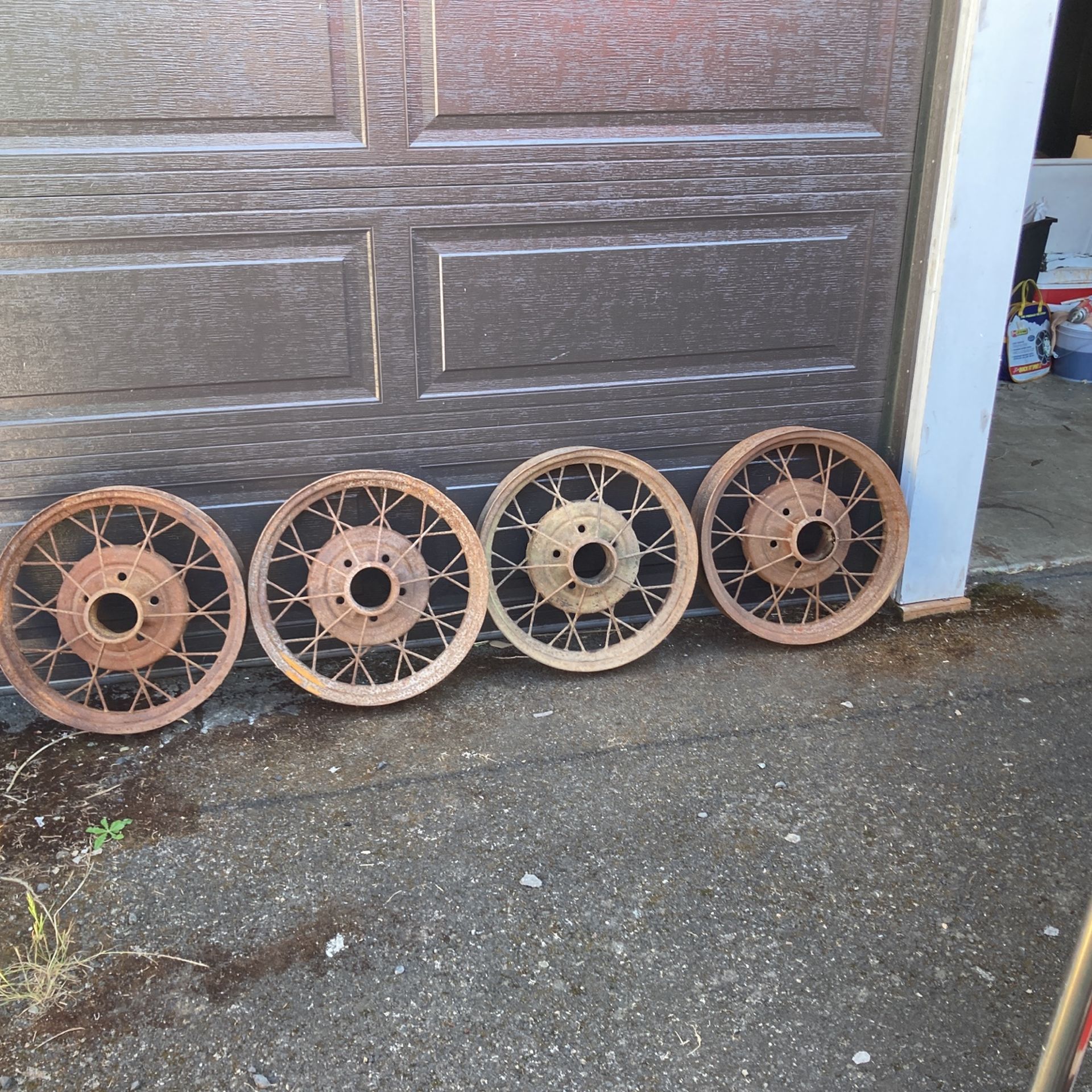 Ford Model A 1(contact info removed) Wheels Set Of 4 19” 5 Spoke Rims - $80 OBO