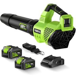 YOOVL Leaf Blower Cordless, 650CFM Electric Leaf Blowers with 2 x 5.2Ah Batteries and Charger