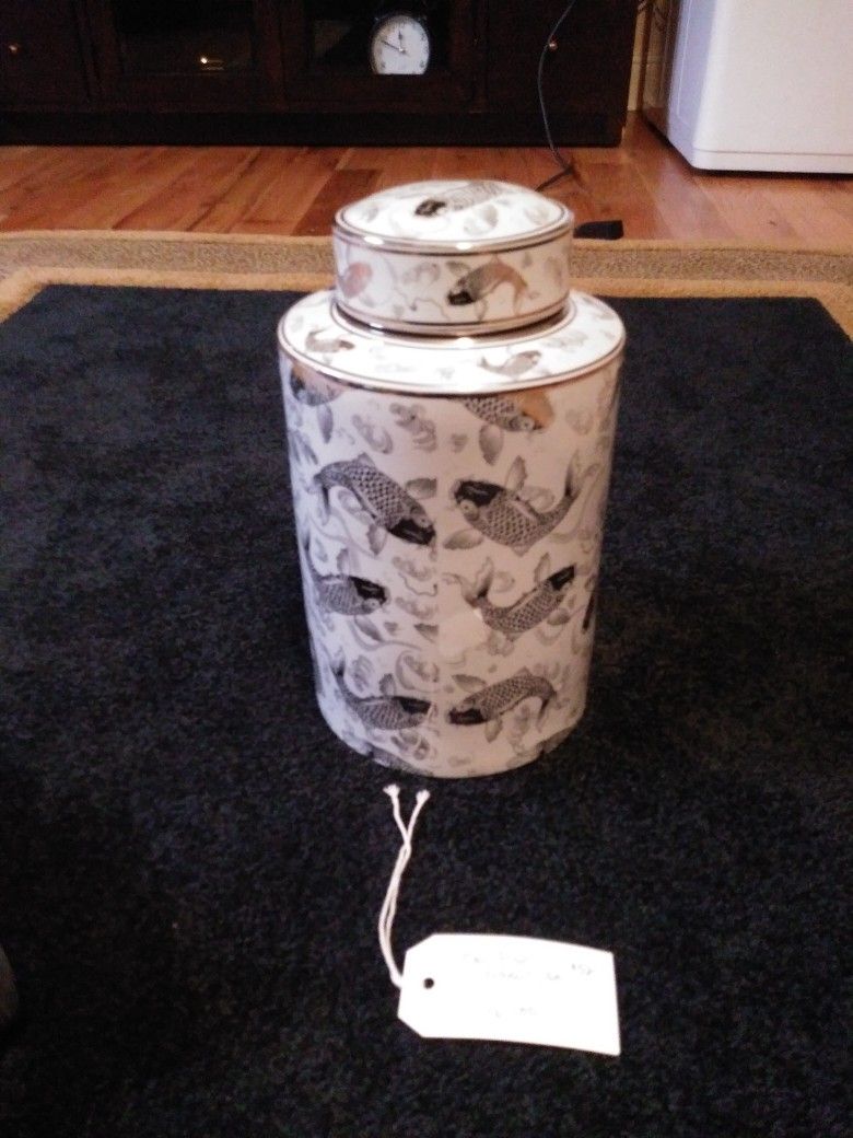 Koi Fish Ceramic Jar