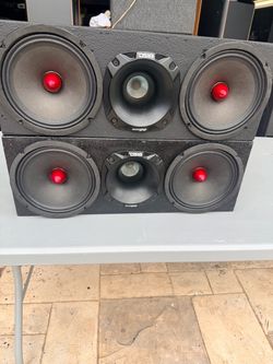 8” mid range speakers with 6.5” horn