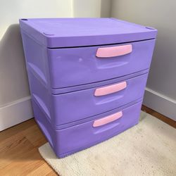 3-Drawer Purple & Pink Plastic Storage Organizer Chest 26x19x27in