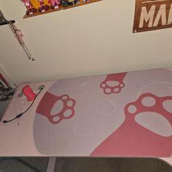 Pink L-Shaped Gaming Desk
