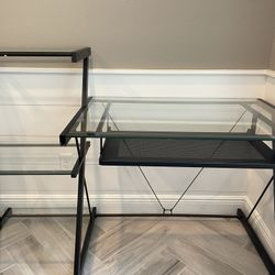 Computer Desk With 3 Glass Shelves. Excellent Condition