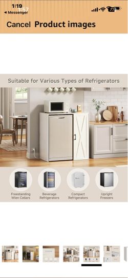 White Refrigerator Stand with Cabinet