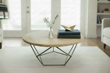 Travertine round coffee table