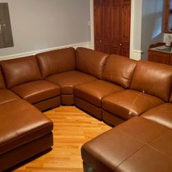 Brown Faux Leather Sectional 