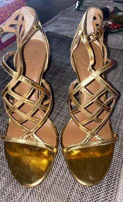 Tory Burch Gold strappy heels Size 7 1/2