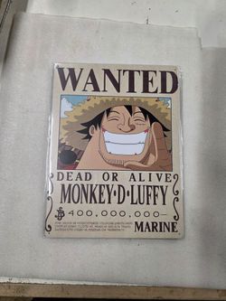 Monkey luffy one piece anime cartoon wanted faux vintage metal sign