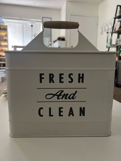 White Metal Farmhouse Cleaning Caddy Organizer