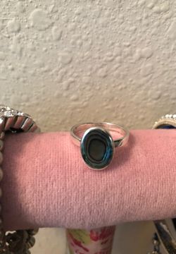 Genuine abalone sterling silver ring