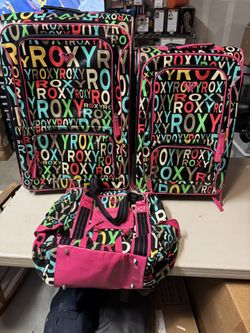 3 Piece Roxy Black Pink Luggage Set