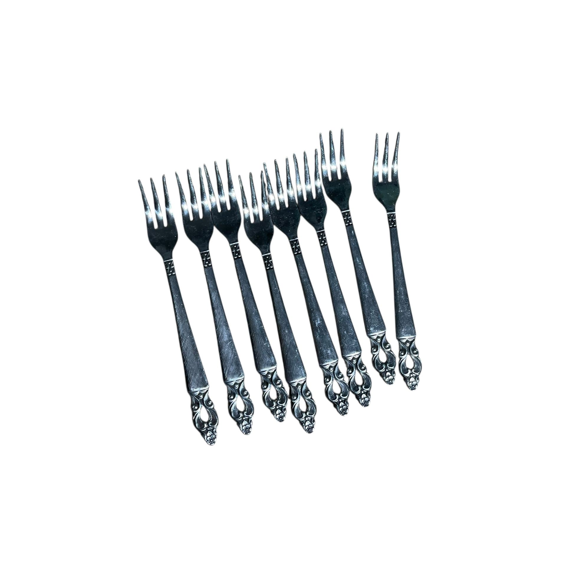 Set of 8 Japan National Stainless Olaf Vintage Cocktail Forks