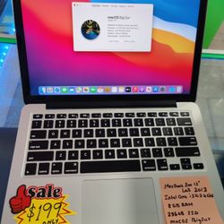 Deal of Day - MacBook Pro 13" Late 2013 Intel Core (contact info removed), 8GB Ram , 256GB SSD macOS Big Sur Charger.