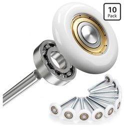 10 Pack Garage Door Rollers Replacement, 2” Nylon Garage Rollers with 6200-zz Dual Sealed Bearings, Quiet & Smooth Operation, Heavy-Duty 4” Steel Stem