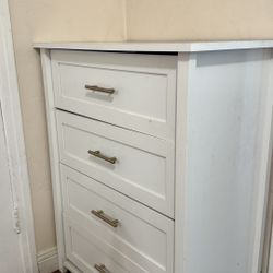 White 4-Drawer Dresser with Gold Hardware
