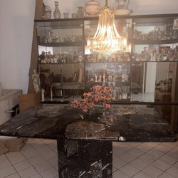 black marble table / china cabinet 
