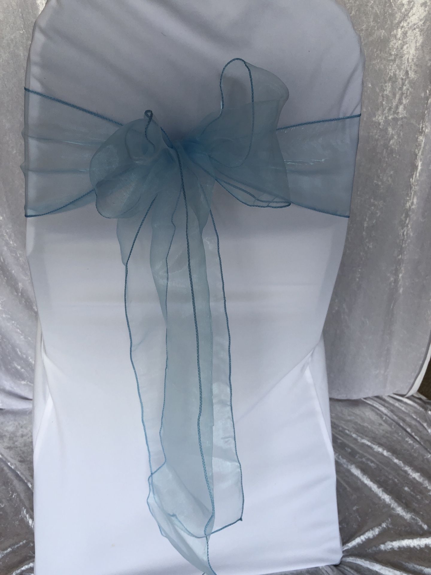 Light blue chair bow organza wedding decor decorations