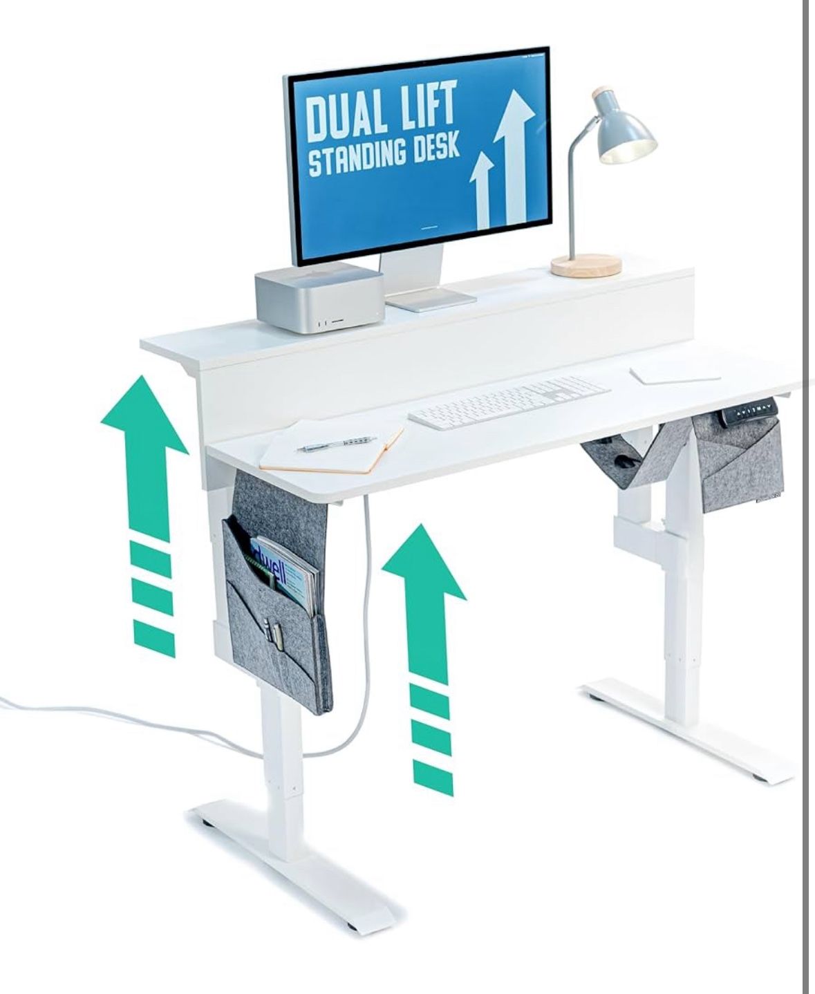 Anderson Co. Dual Lift Adjustable Height Electric 48” Standing Desk— Adjust Both Monitor & Desk Height - New in Box