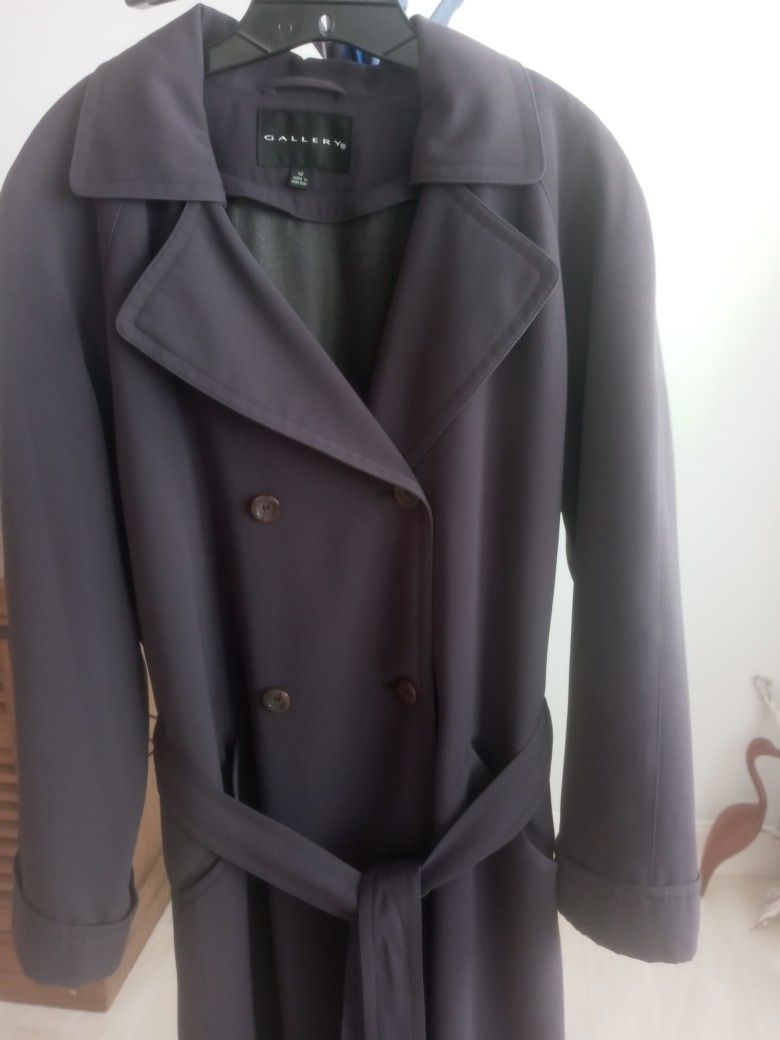 Brown Gallery 52" Trenchcoat with Detachable Herringbone Liner