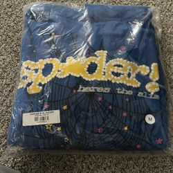 Blue And Yellow Sp5der Hoodie