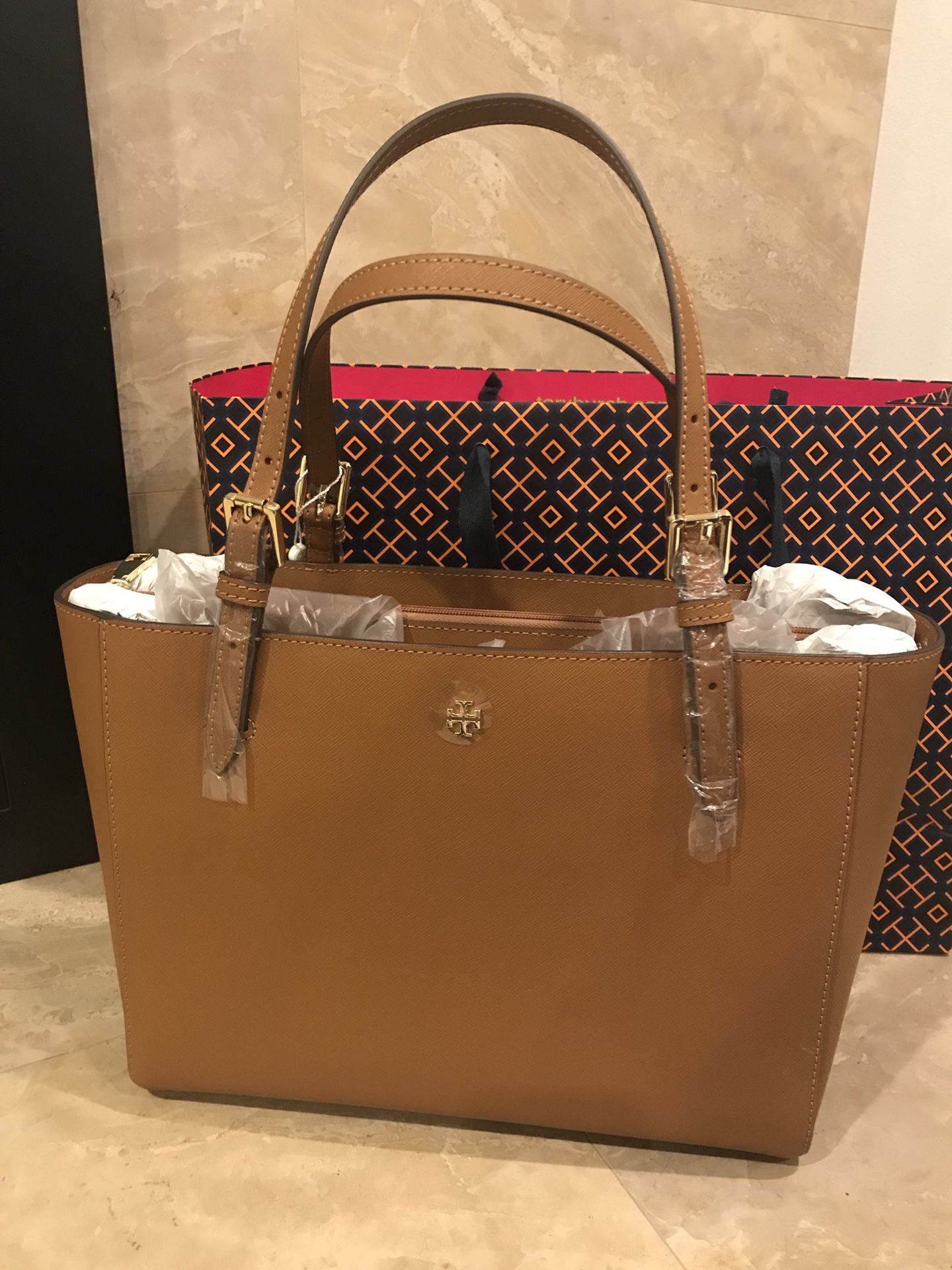 Tory Burch brown small buckle tote purse new with tags for Sale in