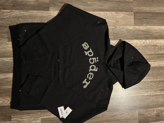Sp5der VVS Rhinestone Black Hoodie Size Small