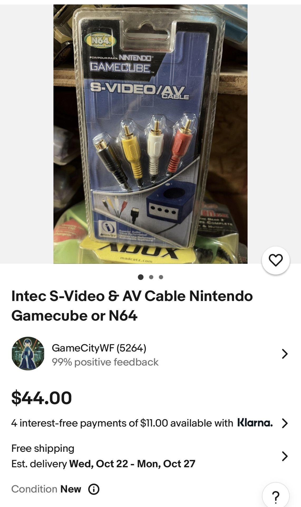 Intec S-Video & AV Cable Nintendo Gamecube or N64