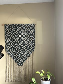 Large navy and tan wall decoration