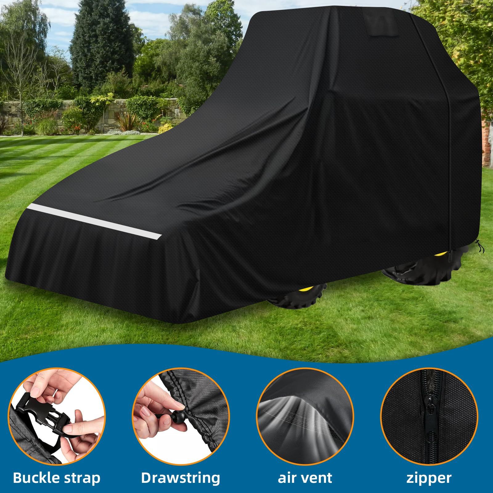 Lametta Tractor Cover Large,600d Oxford Cloth for John Deere 1,2,3 Series 1025r 2 3520, Kubota and Mahindra with Backhoe, Waterproof Uv Resist