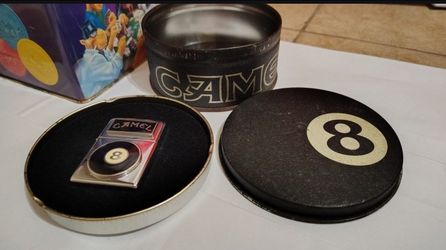 Vintage Camel Zippo 8ball Lighter In Original Tin