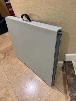 6 Feet Light Gray Fold-In-Half Rectangular Portable Folding Table