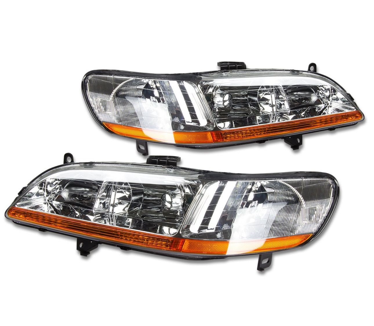 LA Zona Auto Parts 98 to 02 Honda Accord OEM STYLE Headlights Luces Micas Calaveras Faros Cromados