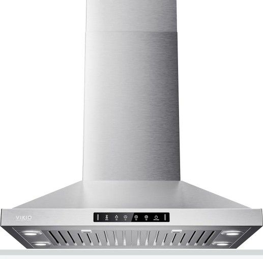 Island Range Hood 30 Inch, 390 CFM kitchen Hood with Dual-Sided Touch/Gesture/Remote Control, Ceiling Mount, Convertible Ducted/Ductless, 3-Speed Fan,