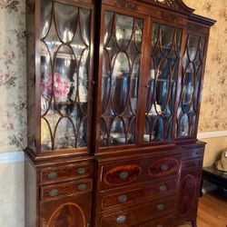 Beautiful Old Antique China Cabinet Two Piece Beveled Glass Would Make A Great Addition To Any Home